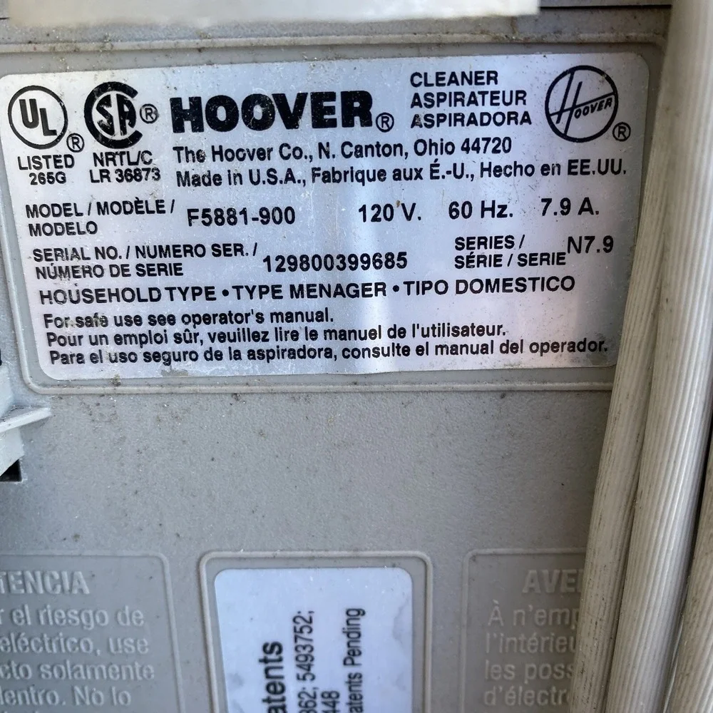 Hoover F5881-900 SteamVac Ultra, Dual Rotating Brushes Carpet / Upholstery Tool